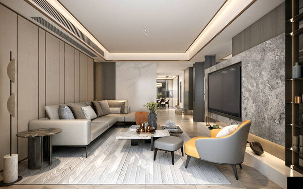 3d render of modern living room