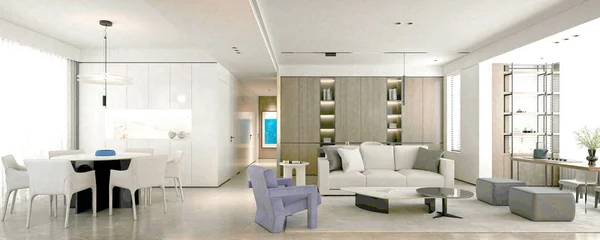 현대식 거실의 렌더링 — 스톡 사진