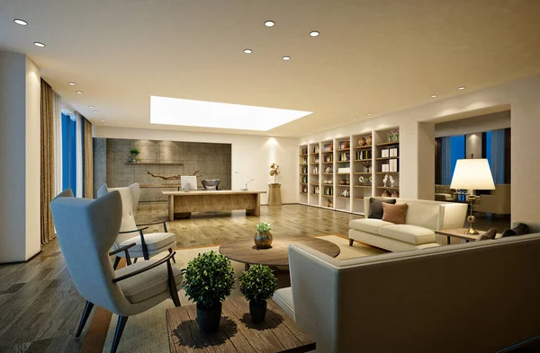 Modern oturma odasının 3D görüntüsü