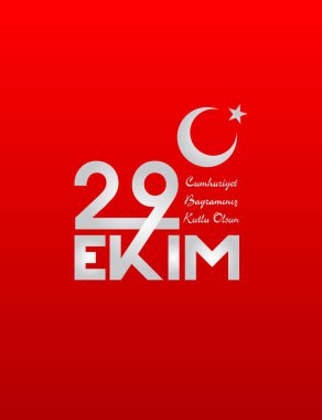 29 Ekim Cumhuriyet Günü Türkiye. 29 ekim Cumhuriyet Bayrami. Tercümesi: 29 Ekim Cumhuriyet Günü Türkiye ve Türkiye 'de Milli Gün. Kutlama cumhuriyeti, tasarım unsurları için grafik. Vektör illüstrasyonu 