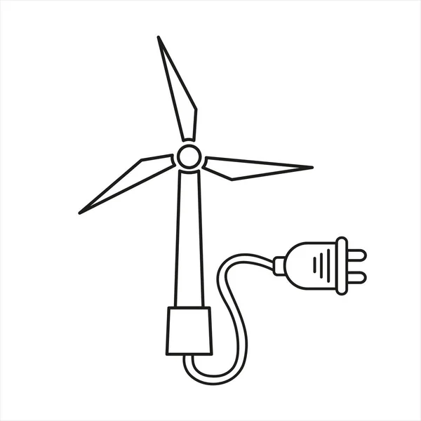 Icône moulin à vent avec fiche. Concept d'énergie verte — Image vectorielle