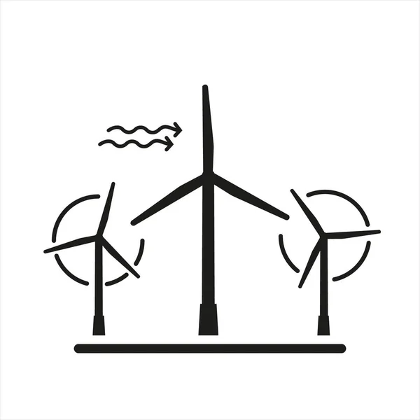 Silhouettes d'éoliennes. Centrale éolienne. — Image vectorielle