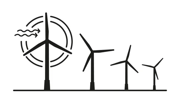 Centrale éolienne. Silhouettes d'éoliennes. — Image vectorielle