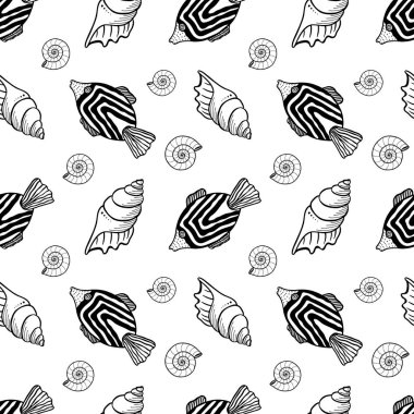 Balık ve kabuklu kusursuz desen