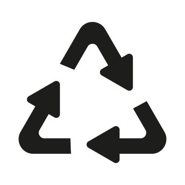 Geri dönüşüm işareti. Yeşil üçgen. Konsepti tekrar kullan. İzole edilmiş ağ simgesi. Logo tasarımı. Siyah beyaz düz vektör illüstrasyonu.