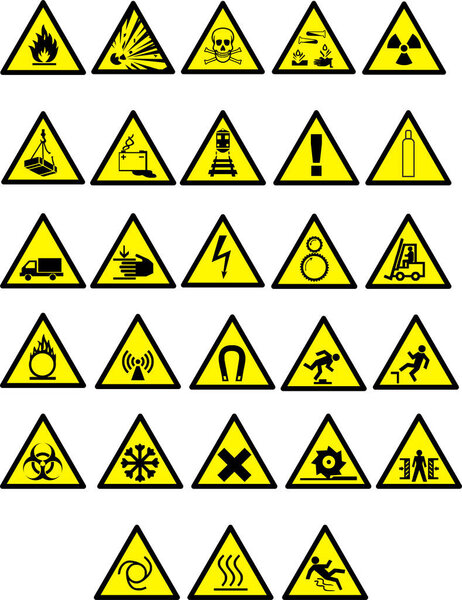 Vector set of warning signs