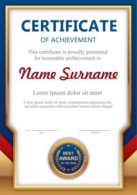 mavi ve altın sertifika şablonu