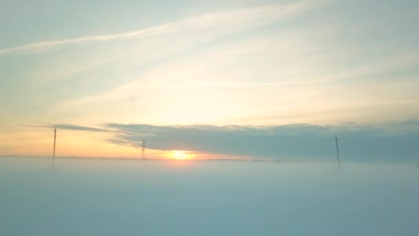 Questo Video Aereo Bellezza Volo Mattina Invernale Quadricottero Quadricottero Aleggia — Video Stock