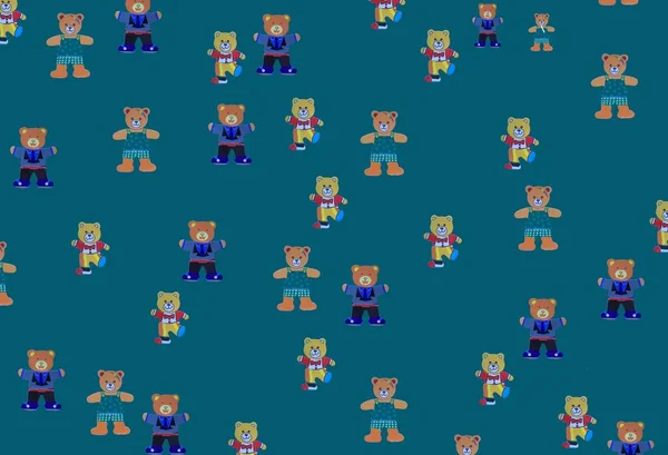 Tasarım için arka plan, pankart ve duvar kağıdı. Oyuncak bebek figürleri. Farklı açılarda 3D, mavi arka planda kaotik. Desen