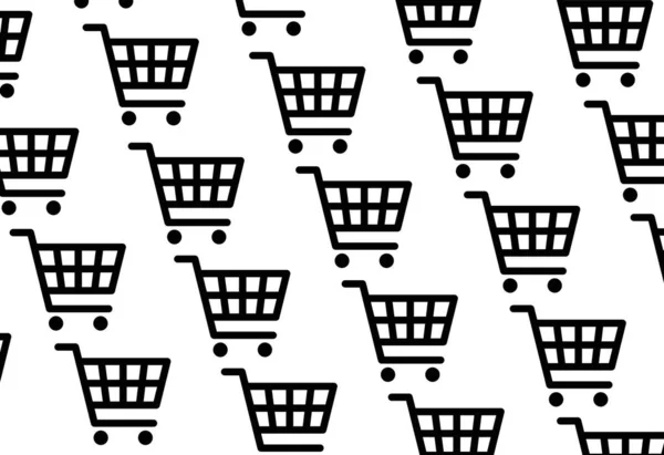 Tasarım ve afiş için arka plan. Siyah ve beyaz. Alışveriş arabası ikonu. Desen.