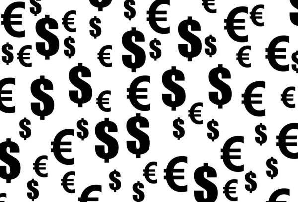 Háttér Banner Tapéta Design Dollár Euró Szimbólum Különböző Szögekből Kaotikus — Stock Fotó