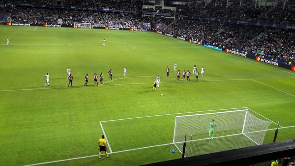 Fotbollsmatch Och Trevlig Stadion — Stockfoto