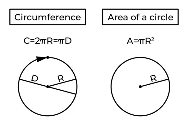 Circunferencia y área de un círculo. — Archivo Imágenes Vectoriales