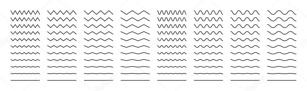 Wavy, zigzag and sinusoidal lines.