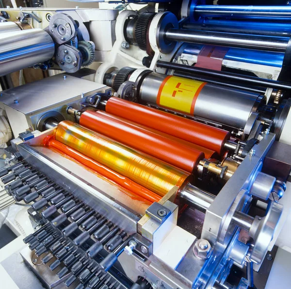 Máquina Impressão Rotativa Indústria Embalagens — Fotografia de Stock