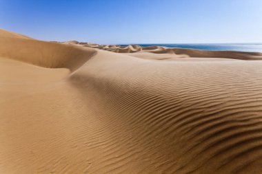 Namib Çölü 'ndeki kum tepecikleri Atlantik Okyanusu kıyısında, Güney Afrika, Namibya
