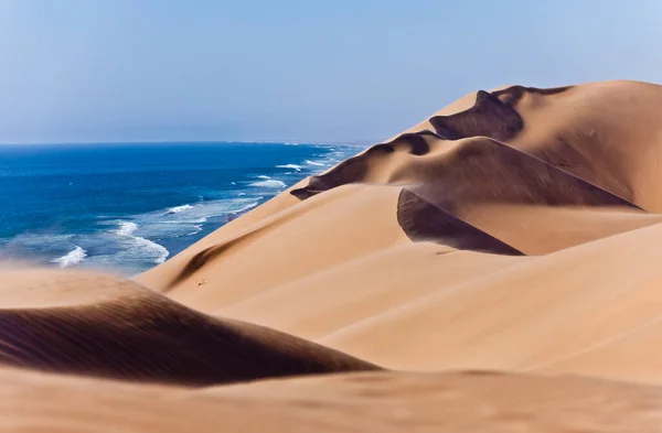 Dunas Areia Deserto Namíbia Longo Lado Costa Atlântica Oceano África — Fotografia de Stock