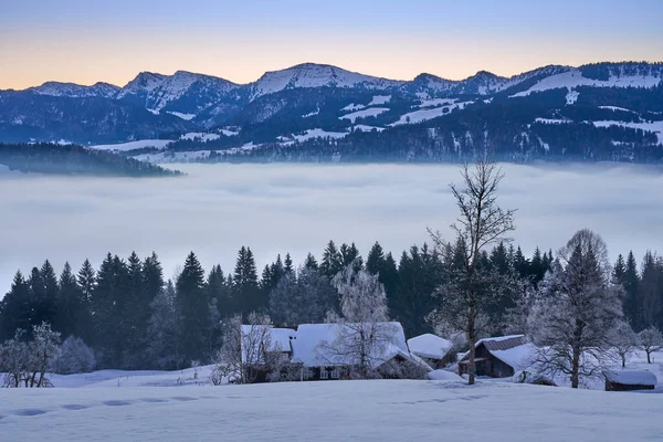 Vista Panorâmica Para Cadeia Montanhosa Nevada Nagelfluh Allgaeu Alps Short — Fotografia de Stock