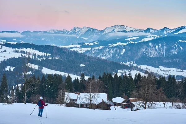 Soğuk Kış Manzarası Allgaeu Alpleri Nde Nagelfluh Dağ Zinciri Bavyera — Stok fotoğraf