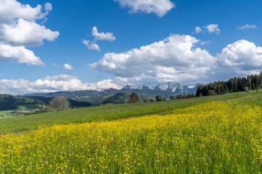 Stuttgart 'tan Münih' e giden yeni tren yolu için inşaat alanının altında elektrikli dağ bisikletli bir kadın. Fils Valley, Bden-Wrttemberg, Almanya 'da birleşik tünel ve köprü inşaatı 