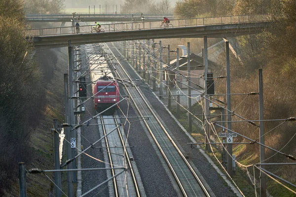 Electric Highspeed Train Passing Rapid Railway Transit Route Stuttgart Mannheim — Stock Photo, Image