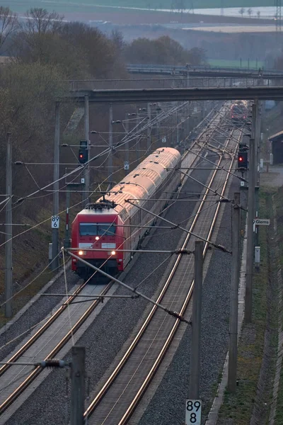 Stuttgart Mannheim Baden Wuerttemberg Németország Közötti Gyorsvasútvonalon Áthaladó Villamos Nagysebességű — Stock Fotó