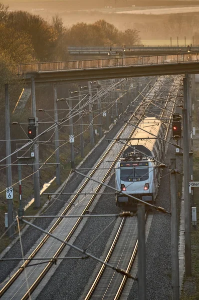 Stuttgart Mannheim Baden Wuerttemberg Németország Közötti Gyorsvasútvonalon Áthaladó Villamos Nagysebességű — Stock Fotó