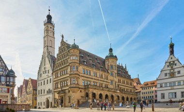 Rothenburg ob der Tauber, Almanya, Bavyera, Tauber 'deki Rothenburg şehir merkezi Almanya' nın en ünlü ortaçağ şehirlerinden biridir. 