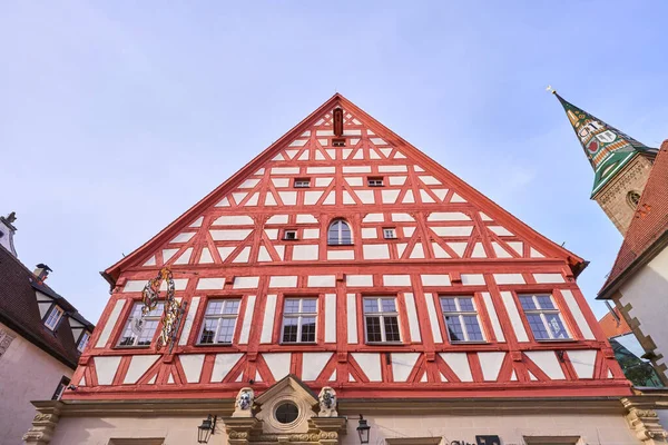 ドイツ バイエルン州のWolframs Eschebach 有名な中世の半木造家屋と場所のダウンタウン混乱詩人Wolfram Von Eschenbach — ストック写真