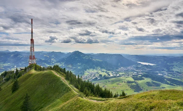 Panoramic Landscape View Mount Gruenten Summits Allgaeu Alps Iller Valley — Foto Stock