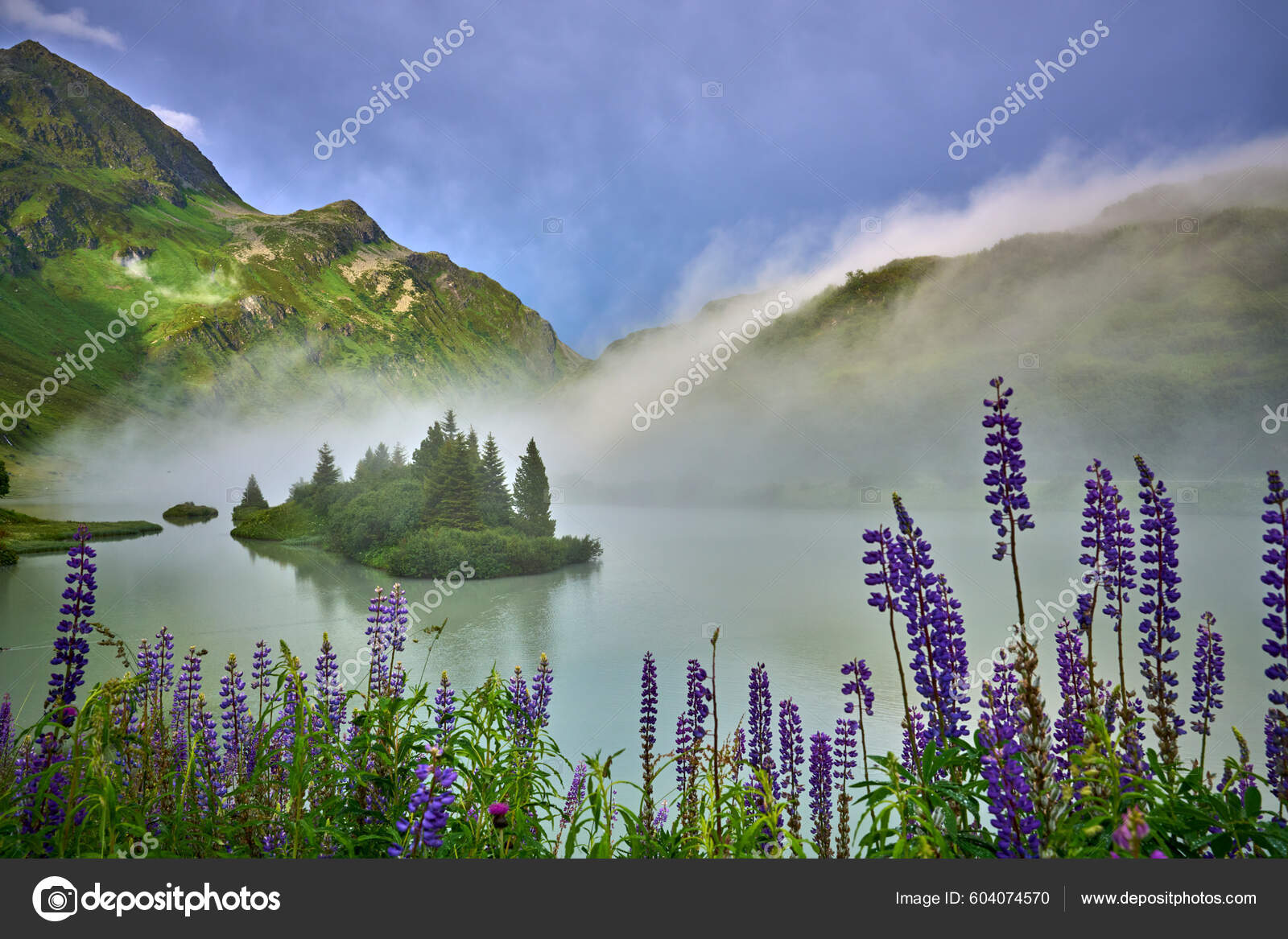 Awesome Landscape Dawn Light Lake Zeinissee Silvretta Montains Vorarlberg  Austria Stock Photo by ©ubrimo 604074570