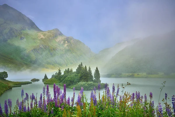 awesome landscape in dawn light at Lake Zeinissee, Silvretta montains, Vorarlberg, Austria