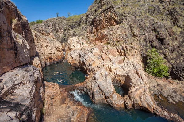 Rock pool at the Barramundi falls, Kakadu National Park, Northern Territory, Australia, one of the crocodile fre lakes in this area, where swimming is possible