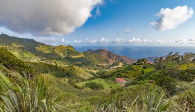 landscape on Saint Helena Island in the middle of the south atlantic ocean