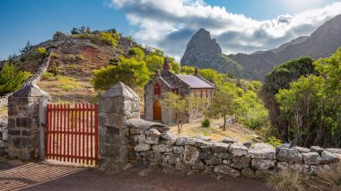 landscape on Saint Helena Island in the middle of the south atlantic ocean