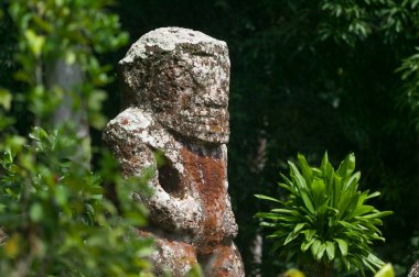 historic stone statues, so called Tikis, on Hiva Oa Island, Marquesas Islands, French Polynesia clipart
