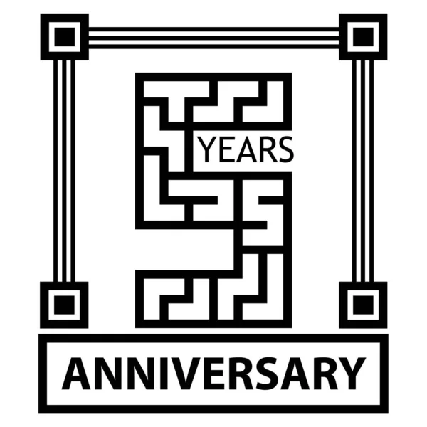 Five Years Anniversary Icon Stock Icon Pattern Seamless Postcard Poster — Vector de stock
