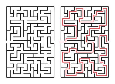 Giriş ve çıkışı olan soyut labirent / labirent. Vektör labirent 297.