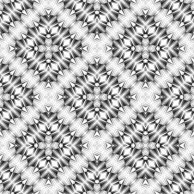 Geometrik dikişsiz desen, süs, soyut siyah beyaz arkaplan, moda baskısı, vektör dekoratif doku.