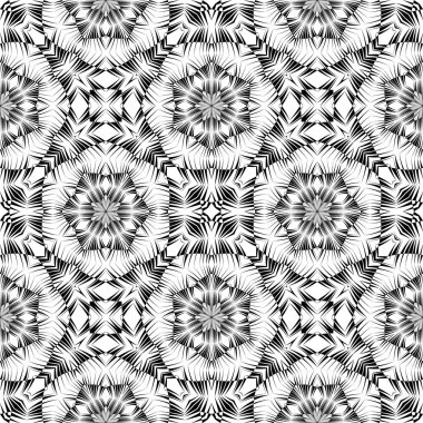 Geometrik dikişsiz desen, süs, soyut siyah beyaz arkaplan, moda baskısı, vektör dekoratif doku.