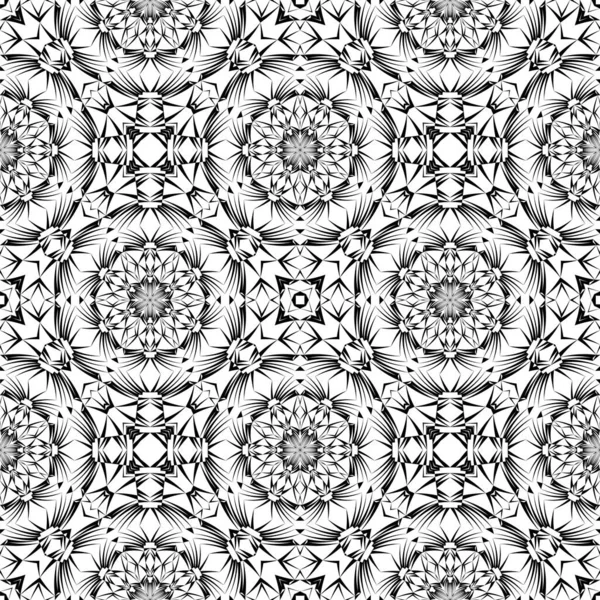 Γεωμετρικό Μοτίβο Χωρίς Ραφή Στολίδι Αφηρημένο Μαύρο Και Άσπρο Φόντο — Διανυσματικό Αρχείο