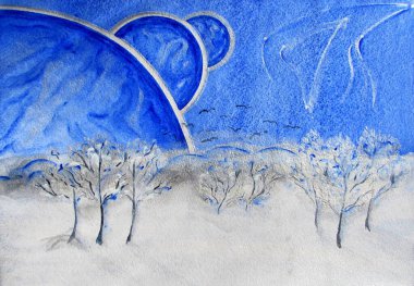 Gezegenlerin suluboya geçit töreni.