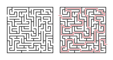 Giriş ve çıkışı olan soyut labirent / labirent. Vektör labirent 302.