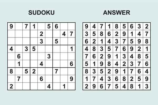Sudoku Vectorial Con Respuesta 455 Puzzle Juego Con Números — Vector de stock