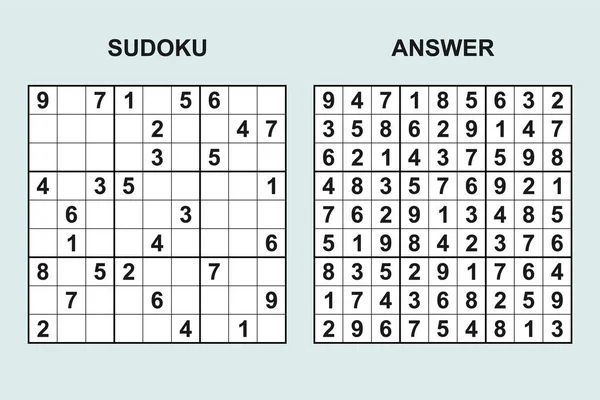 Vektor Sudoku Mit Antwort 455 Puzzle Spiel Mit Zahlen — Stockvektor