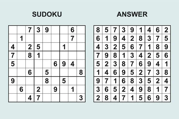 Vector Sudoku Com Resposta 456 Jogo Puzzle Com Números — Vetor de Stock