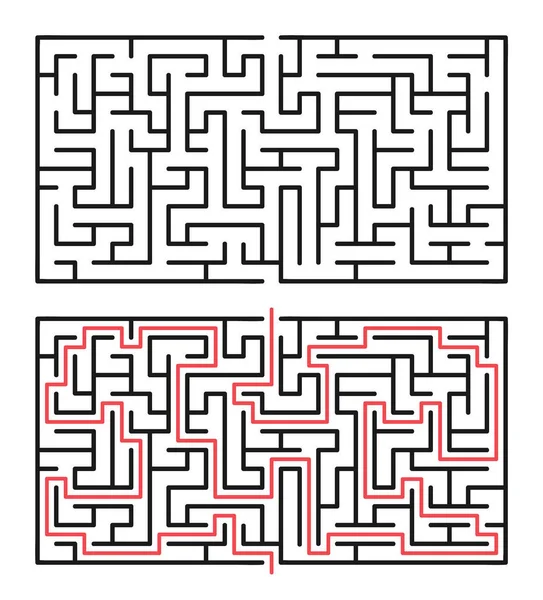 Abstraktní Bludiště Labyrint Vstupem Výstupem Vektorový Labyrint 303 — Stockový vektor