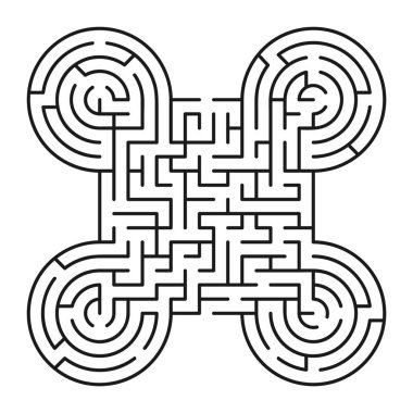 Giriş ve çıkışı olan soyut labirent / labirent. Vektör labirent 305.