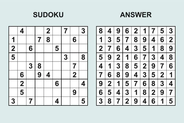 Vector Sudoku Com Resposta 458 Jogo Puzzle Com Números — Vetor de Stock