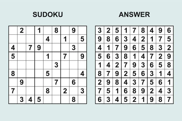 Sudoku Vectorial Con Respuesta 459 Puzzle Juego Con Números — Vector de stock